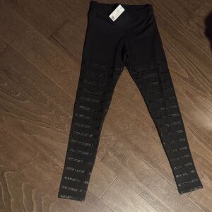 Caledonia Black Mesh Panel Leggings-Size S